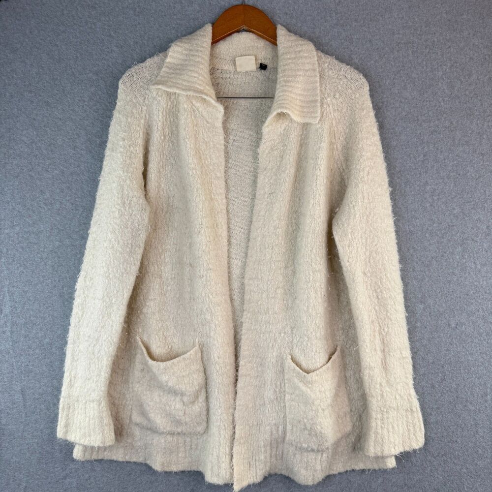 Sleeping On Snow Ivory Alpaca Wool Blend Fuzzy Cozy Oversized Cardigan Size XS